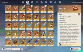 conta upada genshin AR55, 6 personagens 5* e 3 armas 5*