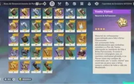 conta upada genshin AR55, 6 personagens 5* e 3 armas 5*