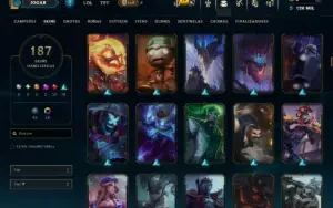Prata 1 com TODOS os Champs e 187 Skins ( ADC / MID / JG )