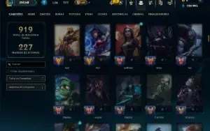 Prata 1 com TODOS os Champs e 187 Skins ( ADC / MID / JG )