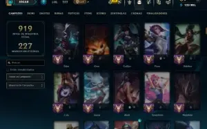 Prata 1 com TODOS os Champs e 187 Skins ( ADC / MID / JG )