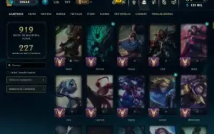 Prata 1 com TODOS os Champs e 187 Skins ( ADC / MID / JG )