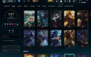 Prata 1 com TODOS os Champs e 187 Skins ( ADC / MID / JG )