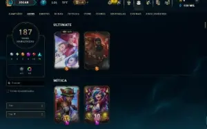 Prata 1 com TODOS os Champs e 187 Skins ( ADC / MID / JG )