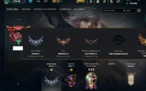 Prata 1 com TODOS os Champs e 187 Skins ( ADC / MID / JG )