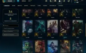 Ouro 4 com 40 Champs e 18 Skins