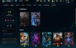 Ouro 4 com 40 Champs e 18 Skins