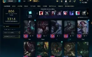 Ouro 4 com TODOS os champs e 382 Skins ( MID / JG / TOP )