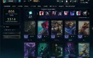 Ouro 4 com TODOS os champs e 382 Skins ( MID / JG / TOP )