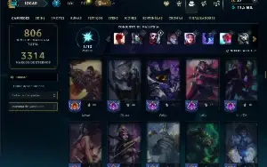 Ouro 4 com TODOS os champs e 382 Skins ( MID / JG / TOP )