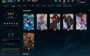 Ouro 4 com TODOS os champs e 382 Skins ( MID / JG / TOP )