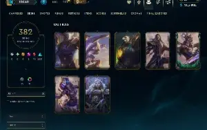 Ouro 4 com TODOS os champs e 382 Skins ( MID / JG / TOP )