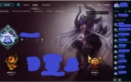 Conta LoL Gold 1, borda platina, mts skins