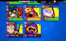 Conta de Braw Stars com 15,500 troféus e 53 brawlers