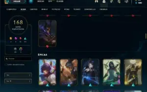 Conta prata 3 com 90 Champs e 168 Skins + 1200 RP
