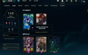 Conta prata 3 com 90 Champs e 168 Skins + 1200 RP