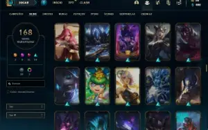 Conta prata 3 com 90 Champs e 168 Skins + 1200 RP