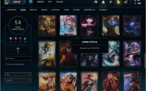 Conta ouro 4 com 54 skins e 84 champs
