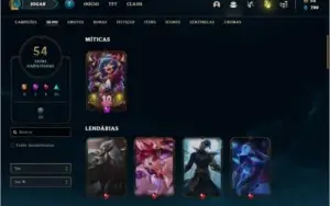 Conta ouro 4 com 54 skins e 84 champs
