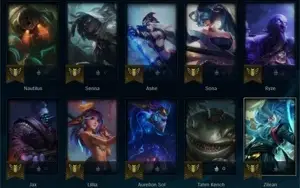 Conta LOL com passe qse todo feito, vários champs e espólios
