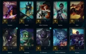 Conta LOL com passe qse todo feito, vários champs e espólios