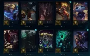 Conta LOL com passe qse todo feito, vários champs e espólios
