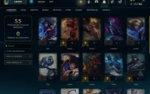 Conta LoL Esmeralda 3 com 22 Campeões e 12 Skins + Espólios