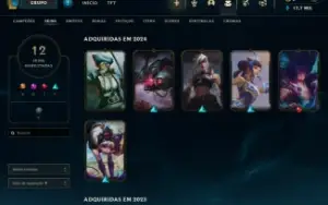 Conta LoL Esmeralda 3 com 22 Campeões e 12 Skins + Espólios