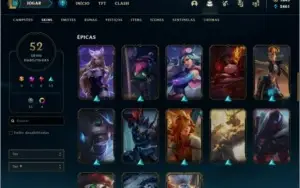 CONTA DE LOL, PRATA IV, LVL 269 COM 52 SKINS E MAIS