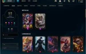 CONTA DE LOL, PRATA IV, LVL 269 COM 52 SKINS E MAIS