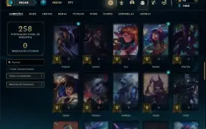 Platina 3 com 70 Champs e 29 Skins + 2 Fragmentos
