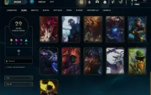 Platina 3 com 70 Champs e 29 Skins + 2 Fragmentos