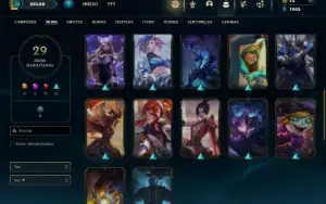 Platina 3 com 70 Champs e 29 Skins + 2 Fragmentos