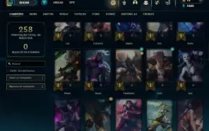 Platina 3 com 70 Champs e 29 Skins + 2 Fragmentos