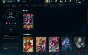 Platina 3 com 70 Champs e 29 Skins + 2 Fragmentos