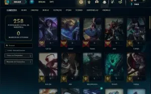 Platina 3 com 70 Champs e 29 Skins + 2 Fragmentos