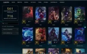 VENDO CONTA LOL TODOS OS CHAMPS/153 SKINS/EX PLATINA