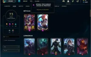 Conta platina 2 solo duo e flex com 73 skins e 80 champs