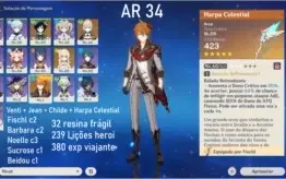 AR 33 Venti + Childe + Jean + Harpa Celestial
