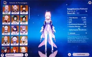 Genshin ar57 com 15personagem 5* e 3armas 5*