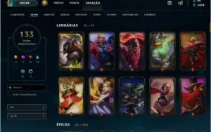 Conta lol Gold 4 133 skins (MAIS DE 1.5K DE REAIS GASTADO)