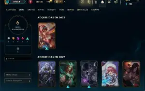 Unranked com 40 Champs e 6 Skins