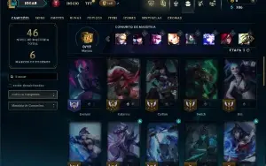 Unranked com 40 Champs e 6 Skins