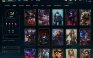 Conta league of Legends lvl 179 mt skin