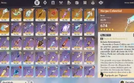 Conta EndGame Genshin com 53 T5 (Armas,Constelaçoes e chars)