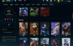Conta Unranked com 100 Champs e 85 Skins + 900 RP