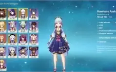 Conta AR 52 com Hu Tao, Ayaka, Raiden Shogun, Yoimiya e Qiqi