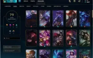 Conta LoL Prata IV com 79 skins e no Lv134, com bordas raras
