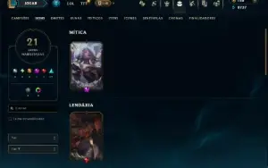 Ouro 3 com 110 Champs e 21 Skins +1 Prestigio
