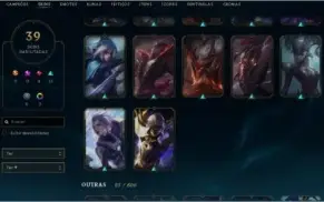 Conta league of legends, gold 4, nunca teve elo, 39 skins